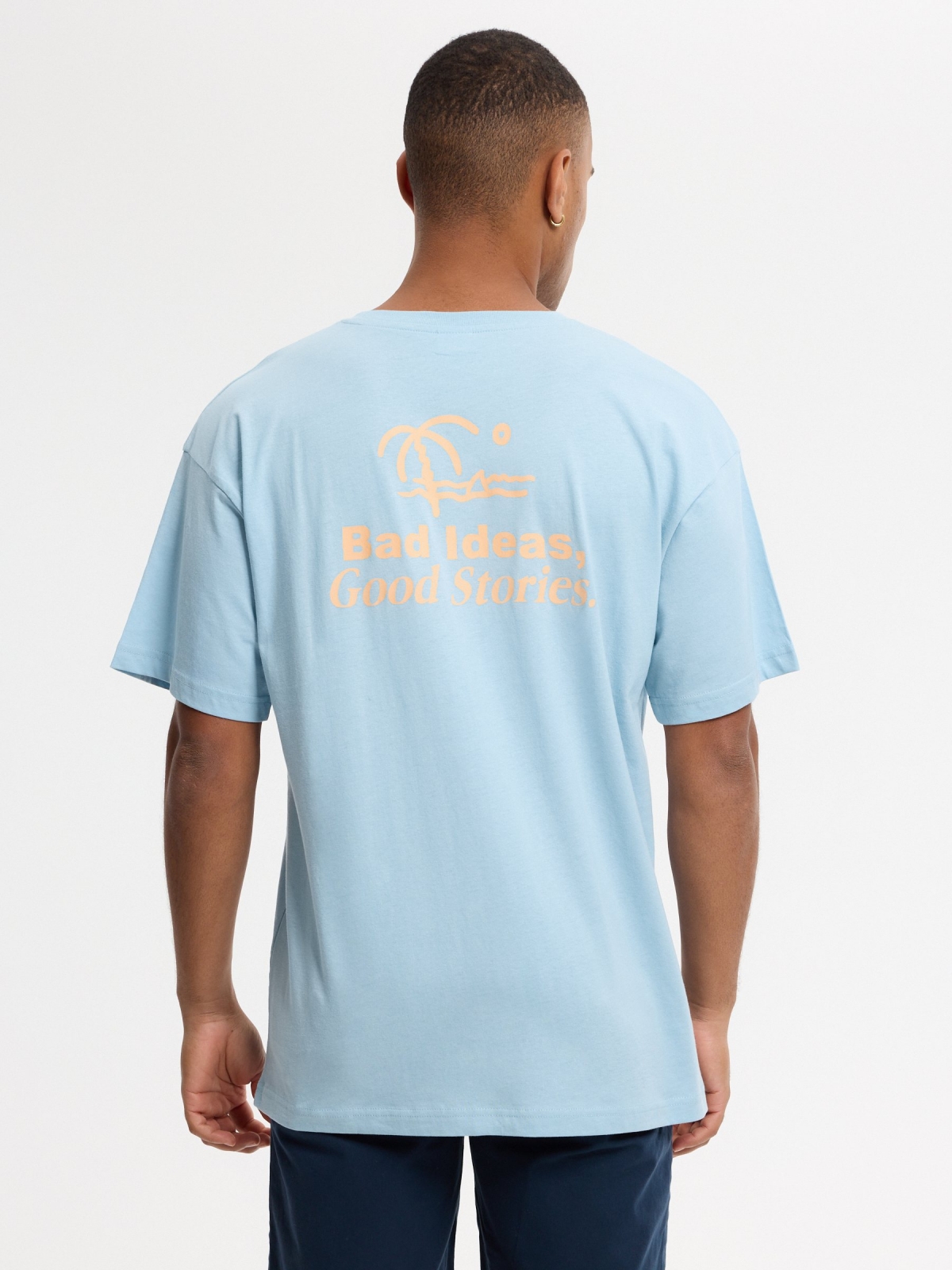 Camiseta mini print playa azul vista media trasera