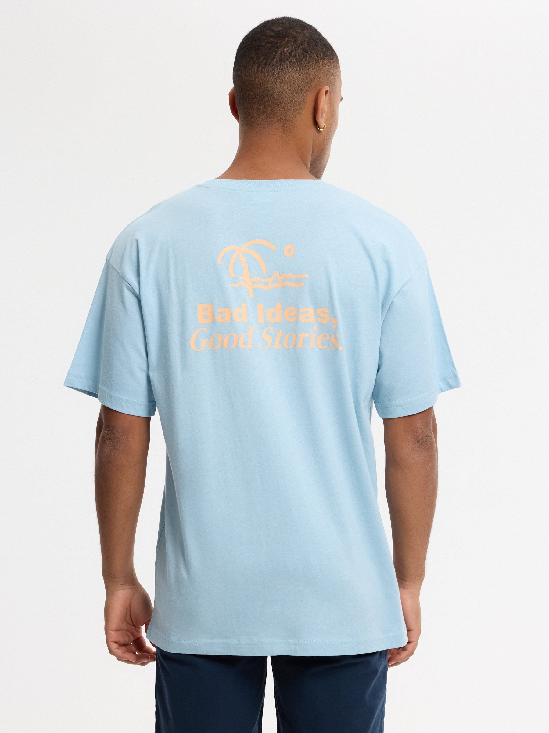 Camiseta mini print playa azul vista media frontal