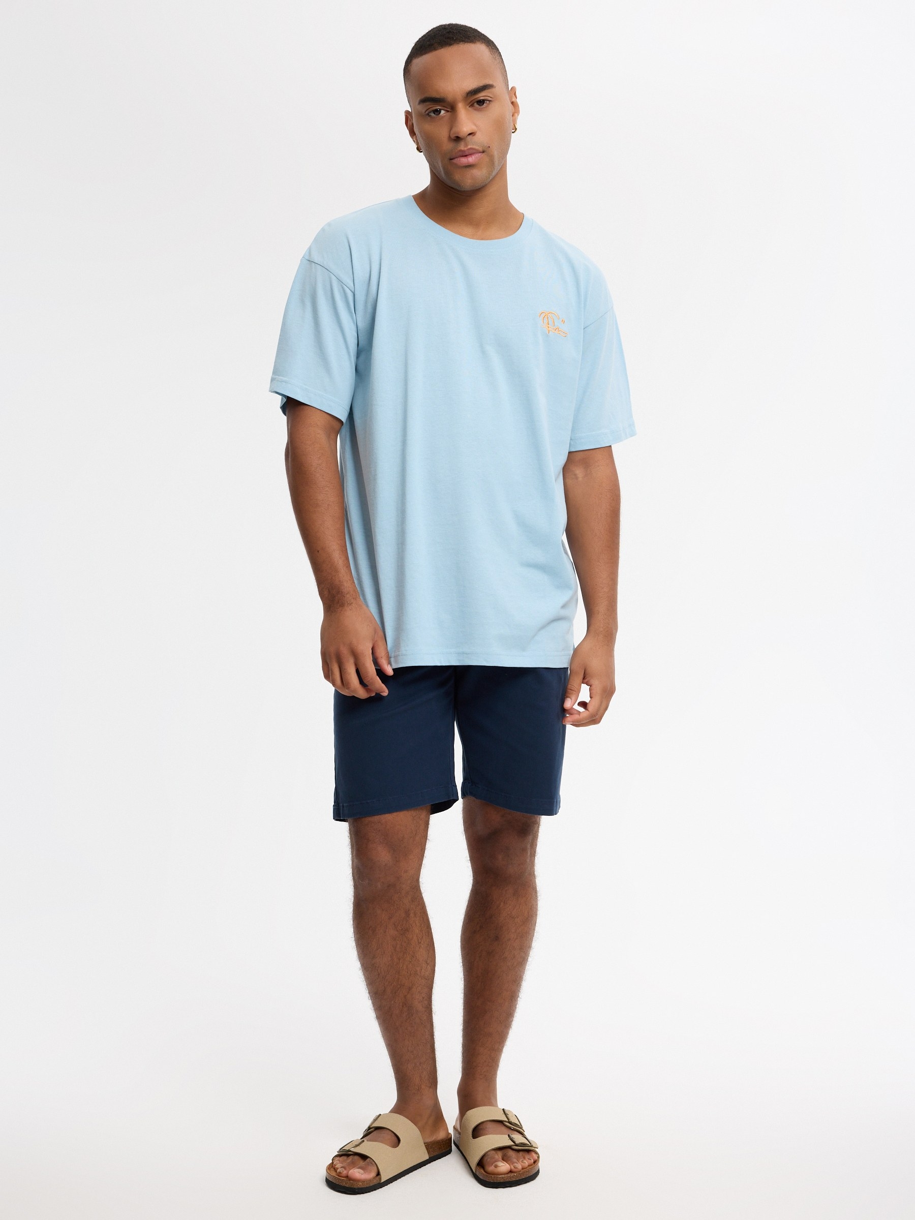 Camiseta mini print playa azul vista media frontal