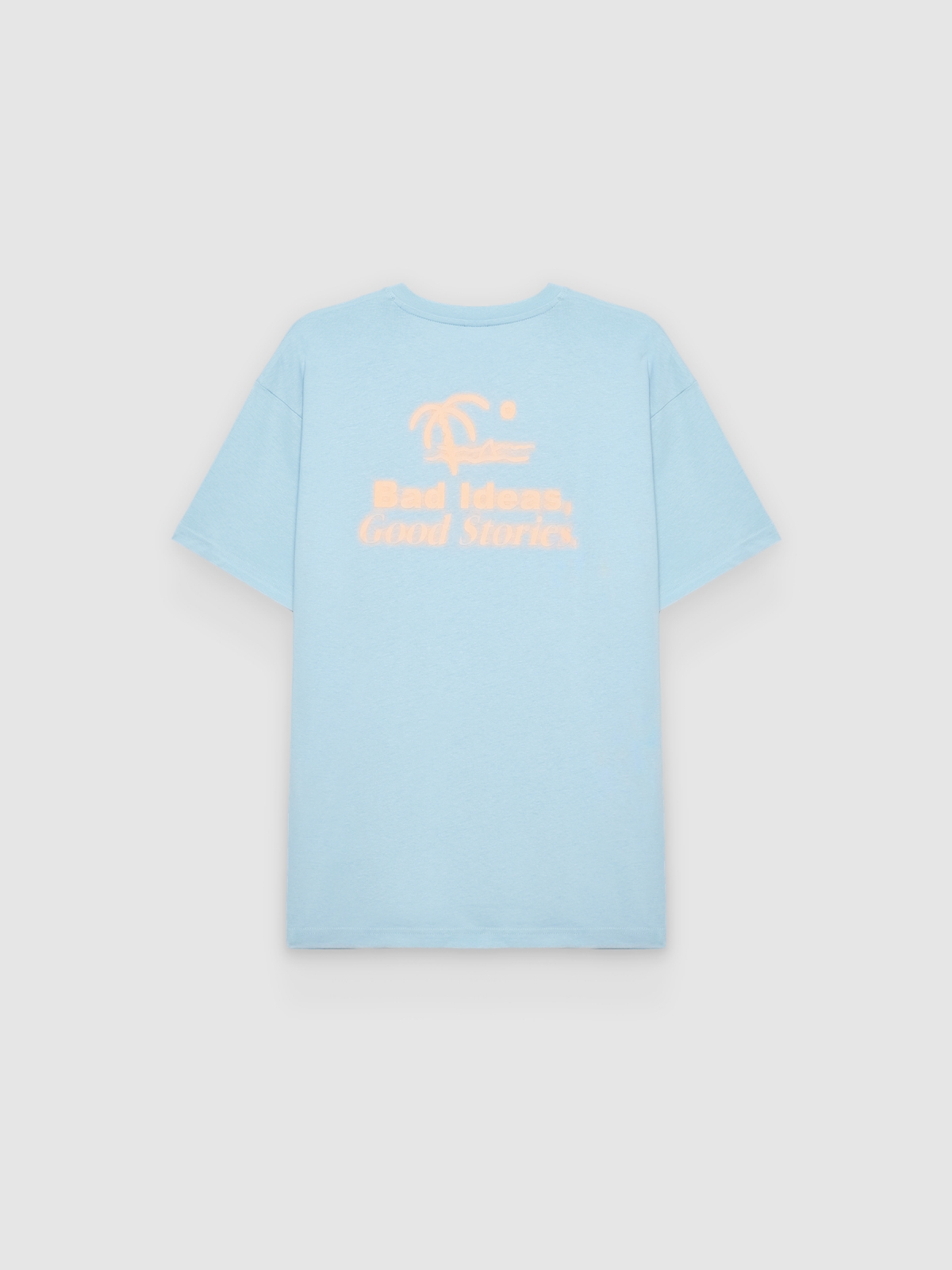 Camiseta mini print praia azul vista traseira