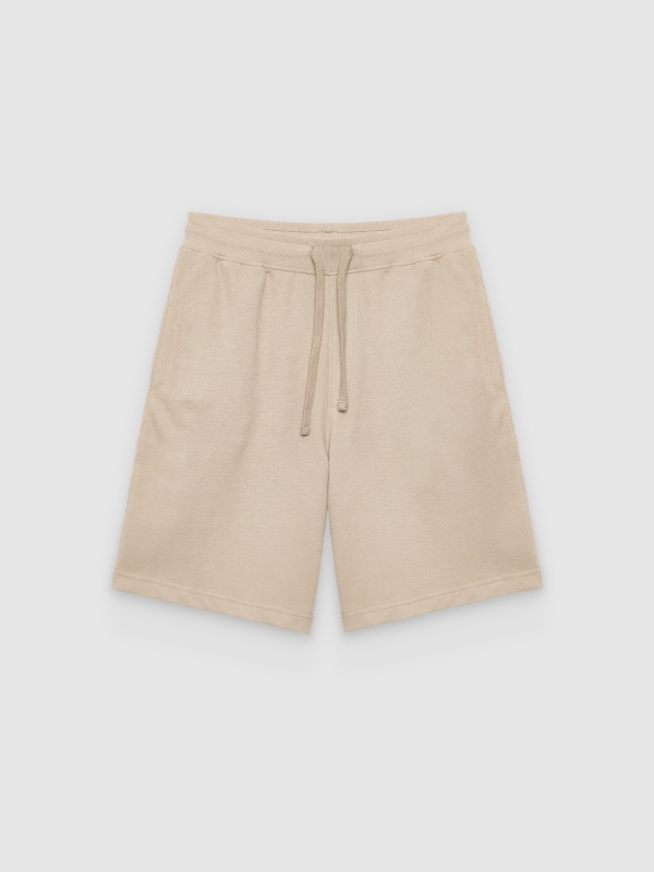  Fleece athletic shorts beige front view