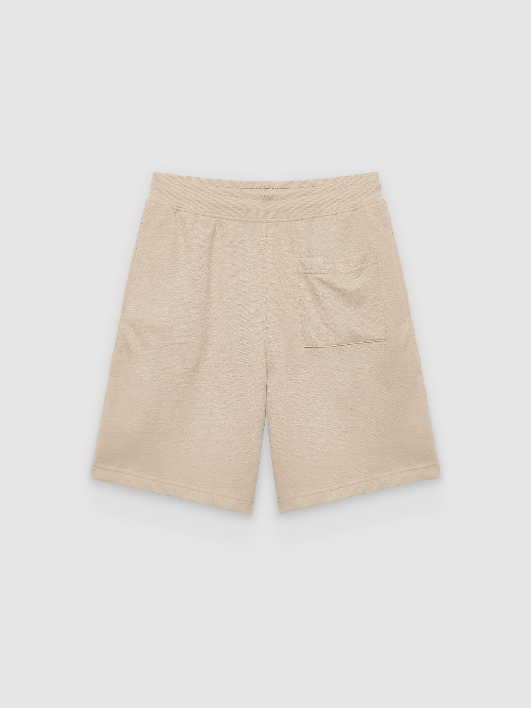 Fleece athletic shorts beige middle front view