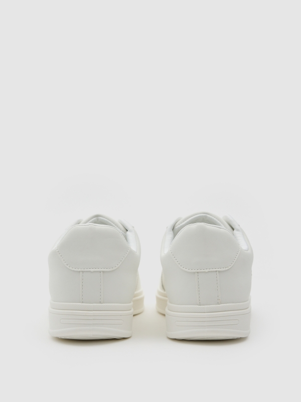 White faux leather casual sneaker white detail view