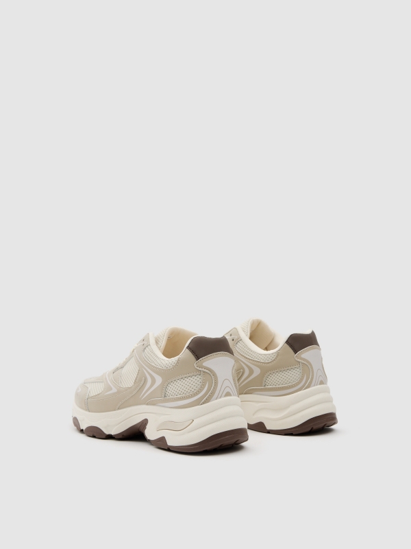 Casual running sneaker nylon beige 45º back view