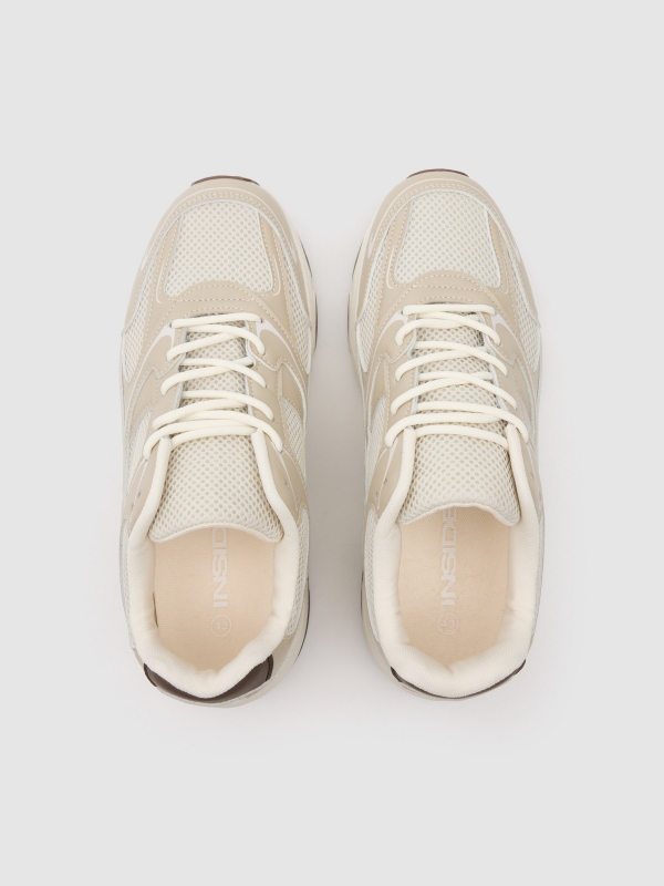 Casual running sneaker nylon beige zenithal view