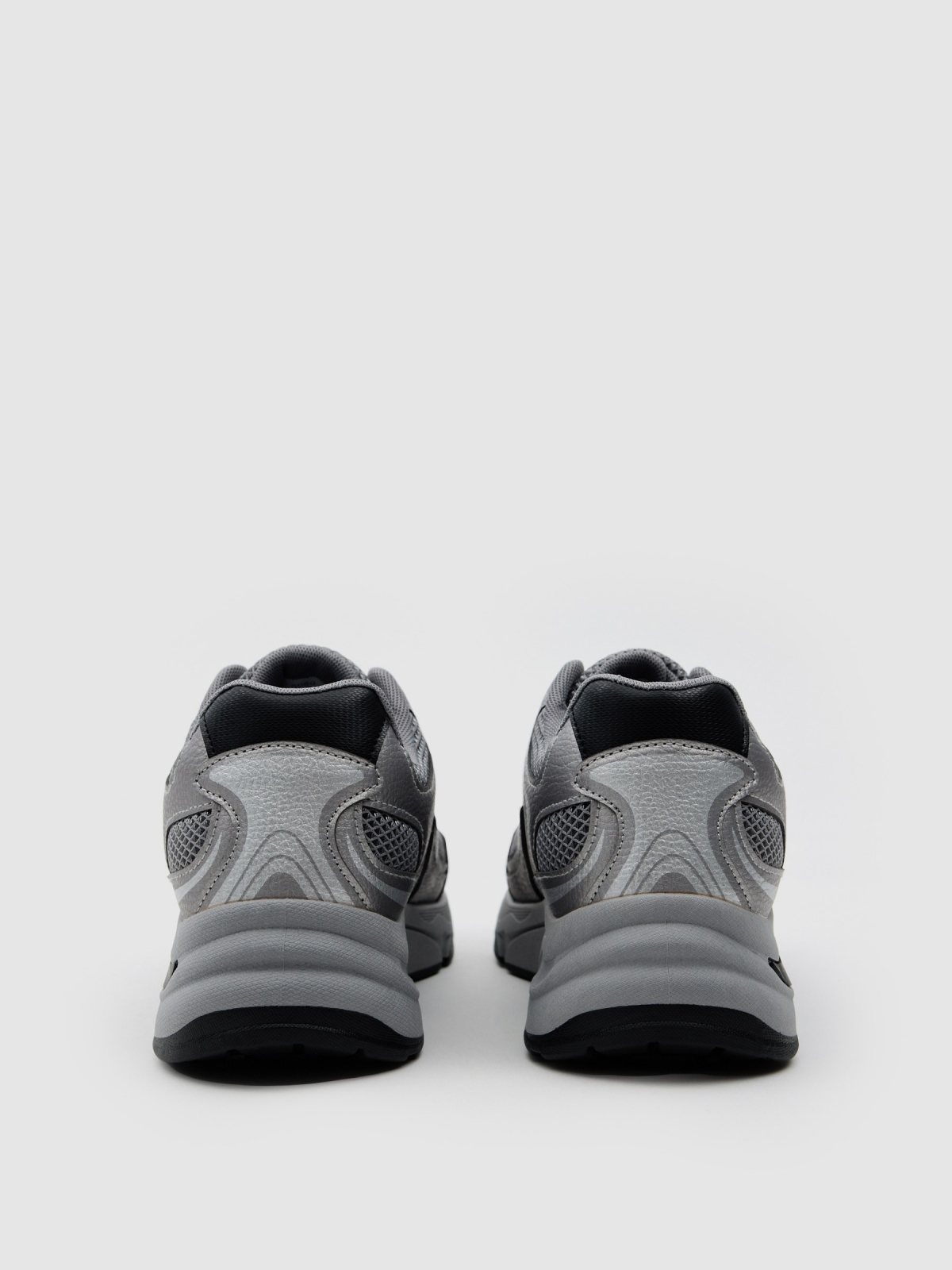 Gray nylon running shoe grey detail view