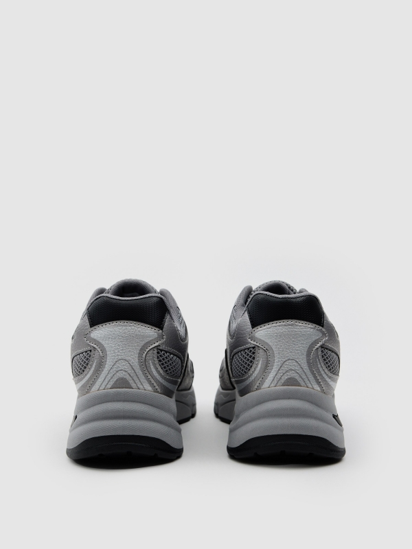 Gray nylon running shoe grey detail view