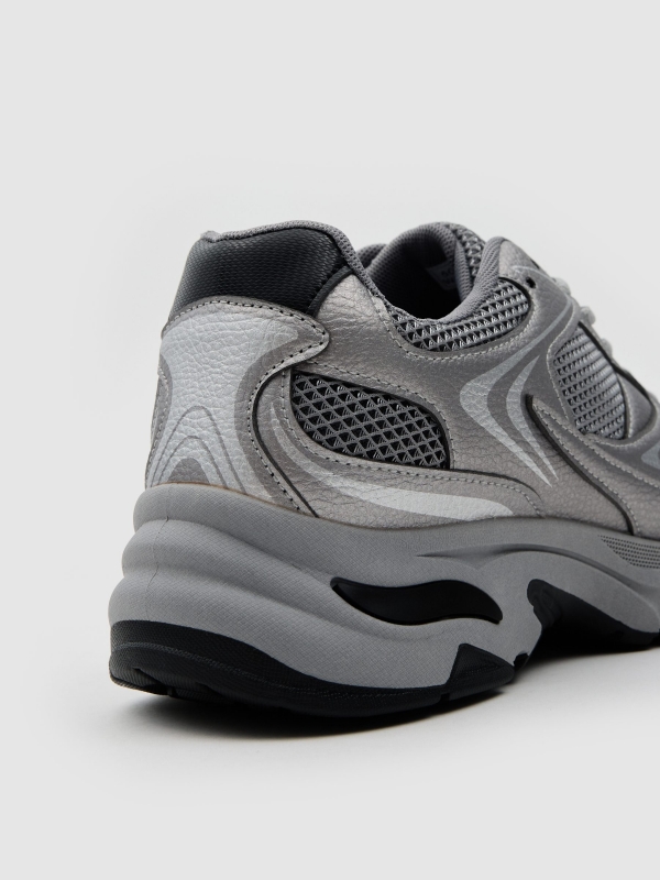Gray nylon running shoe grey detail view