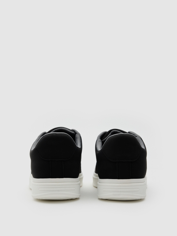 Casual black faux leather sneaker black detail view