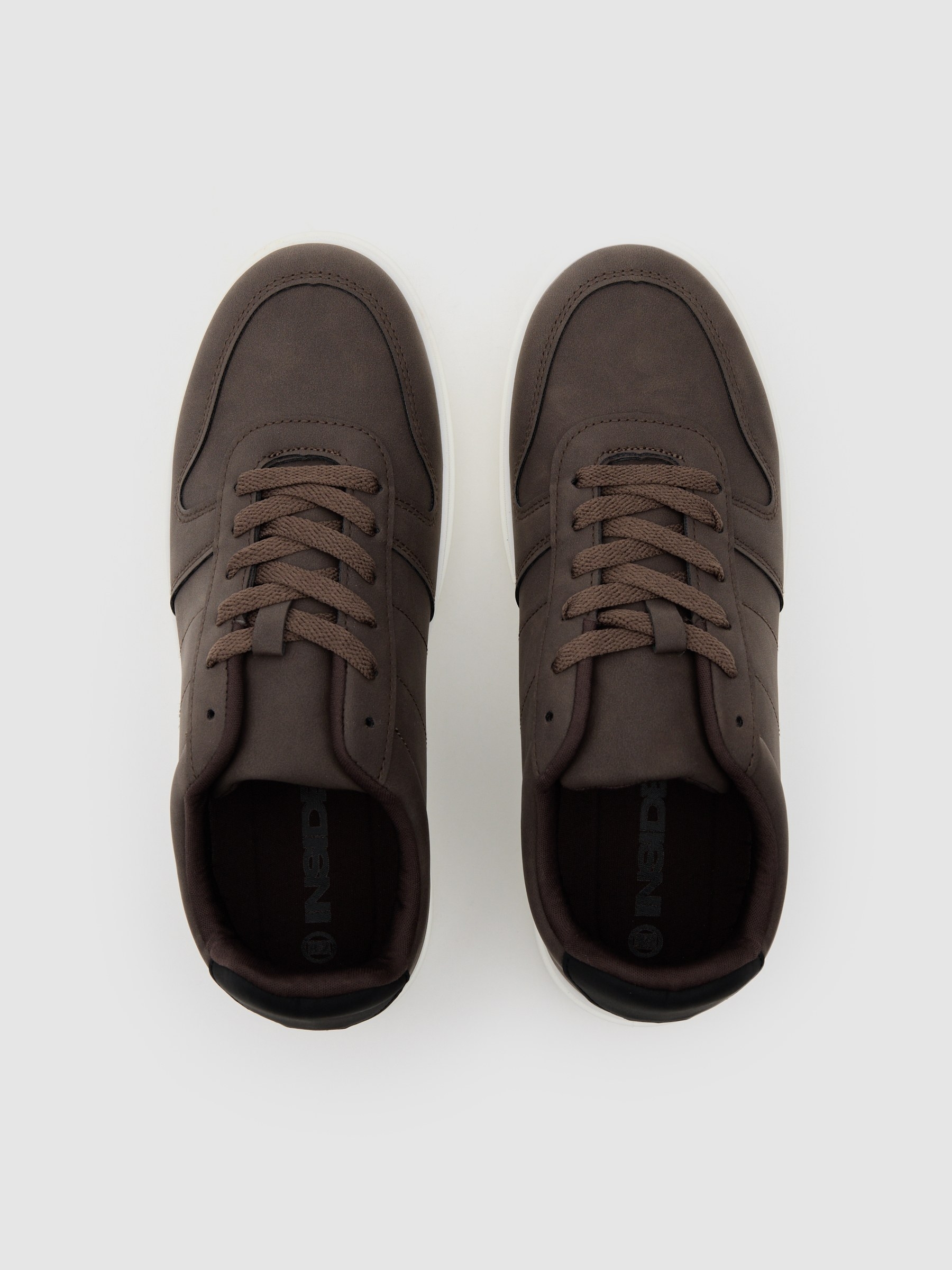 Brown faux leather casual sneaker brown