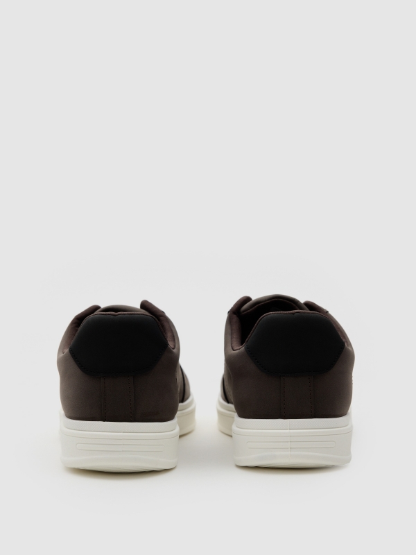 Brown faux leather casual sneaker brown detail view