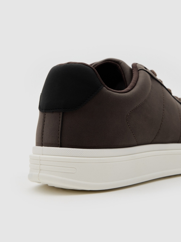 Brown faux leather casual sneaker brown detail view