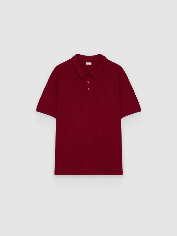  Polo liso de manga corta granate vista frontal