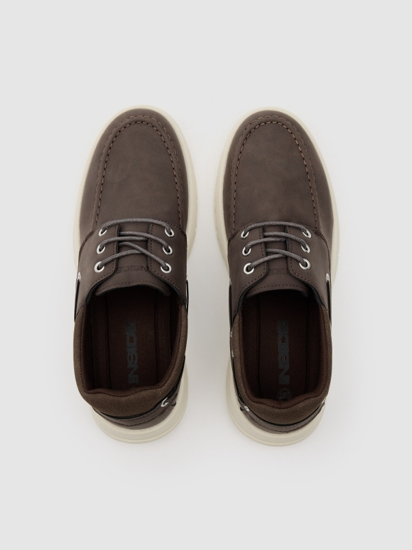 Nautical shoe faux leather rubber brown zenithal view