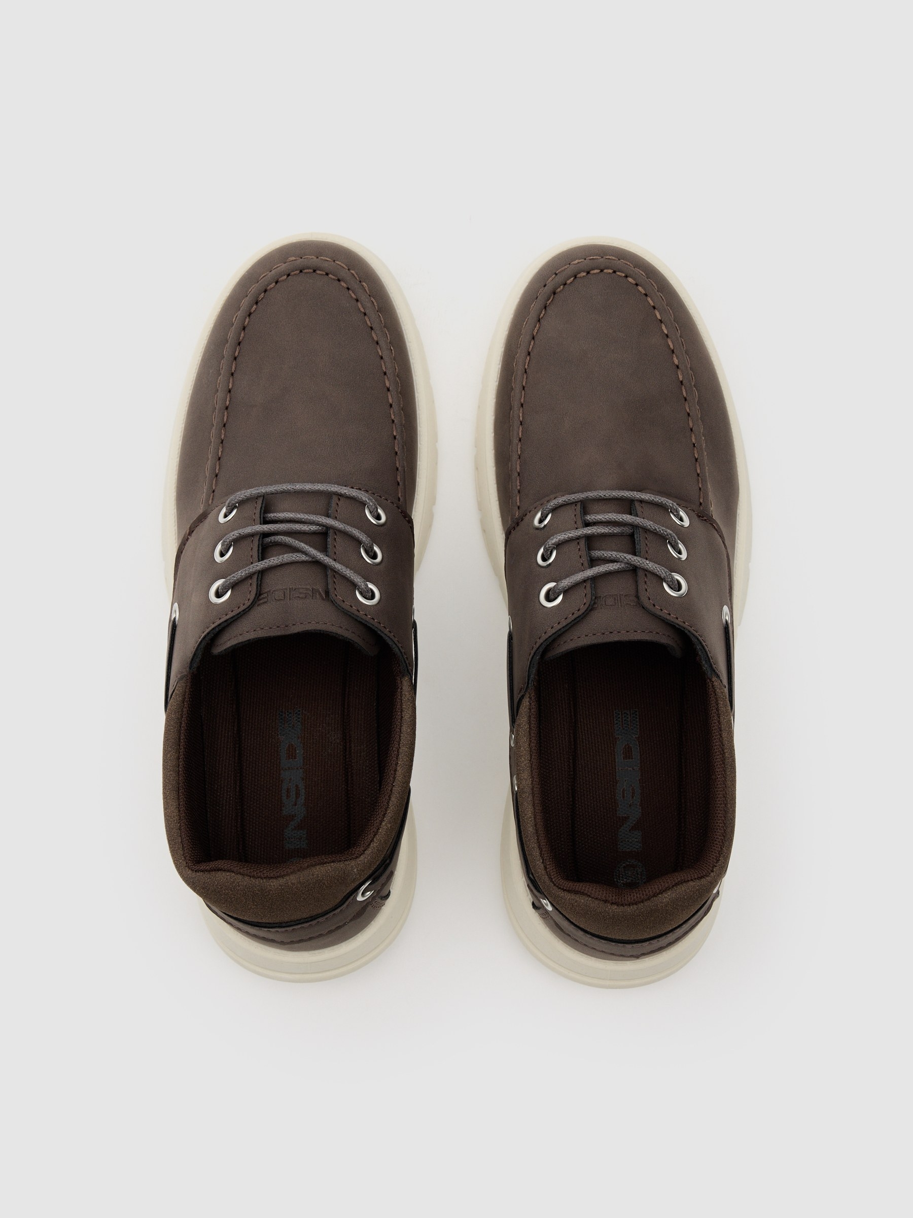 Nautical shoe faux leather rubber brown