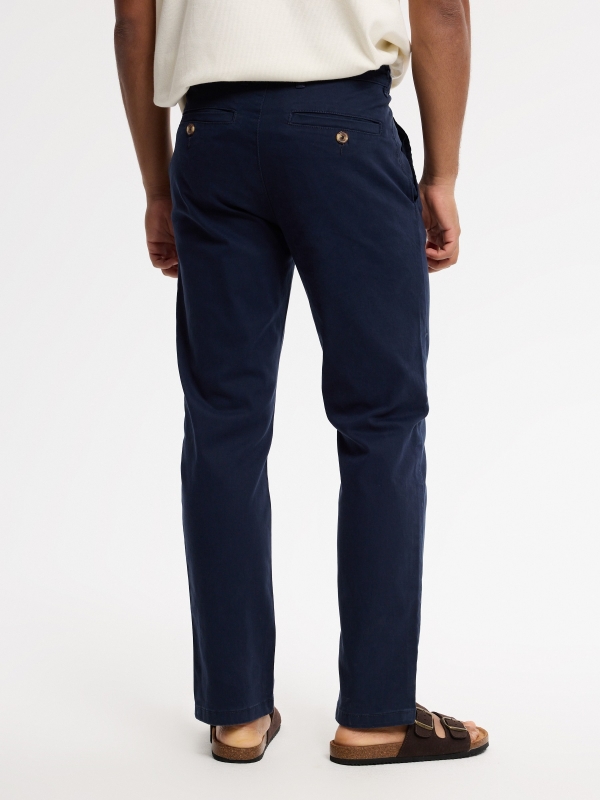 Relaxed high-rise chino pants navy middle back view