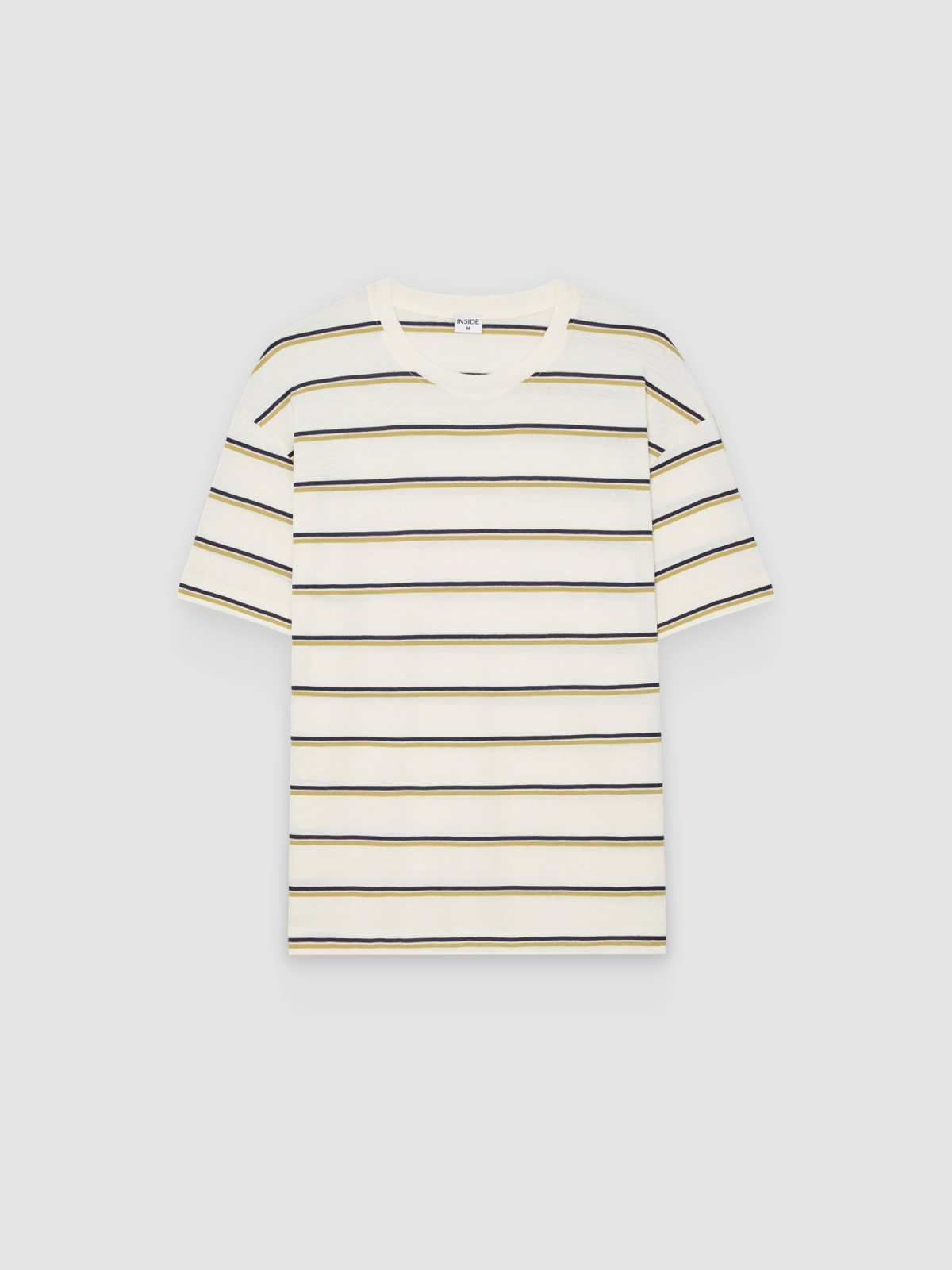 %Pto% Camiseta de rayas cuello redondo crudo vista frontal