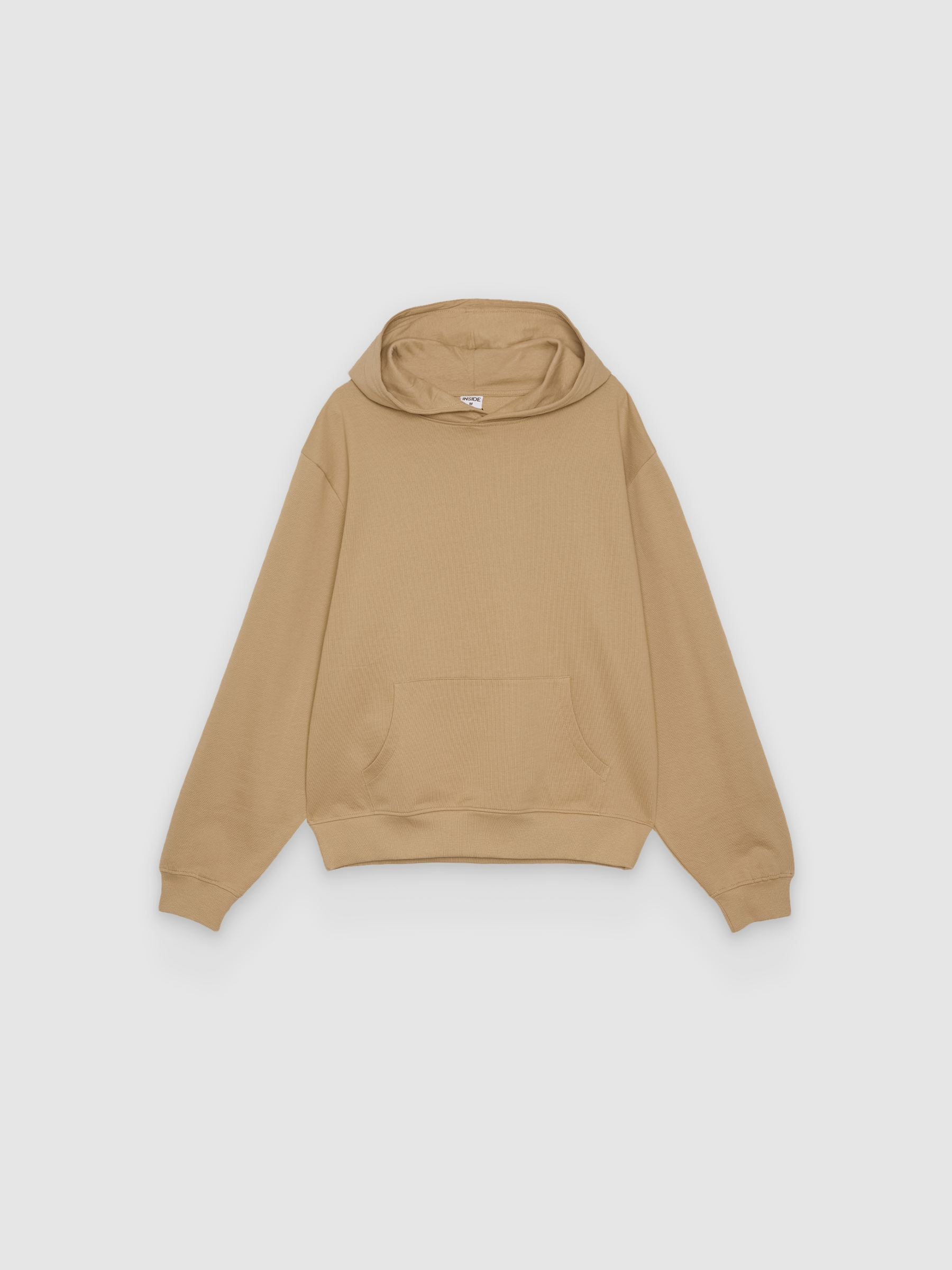 Basic regular hoodie beige middle front view