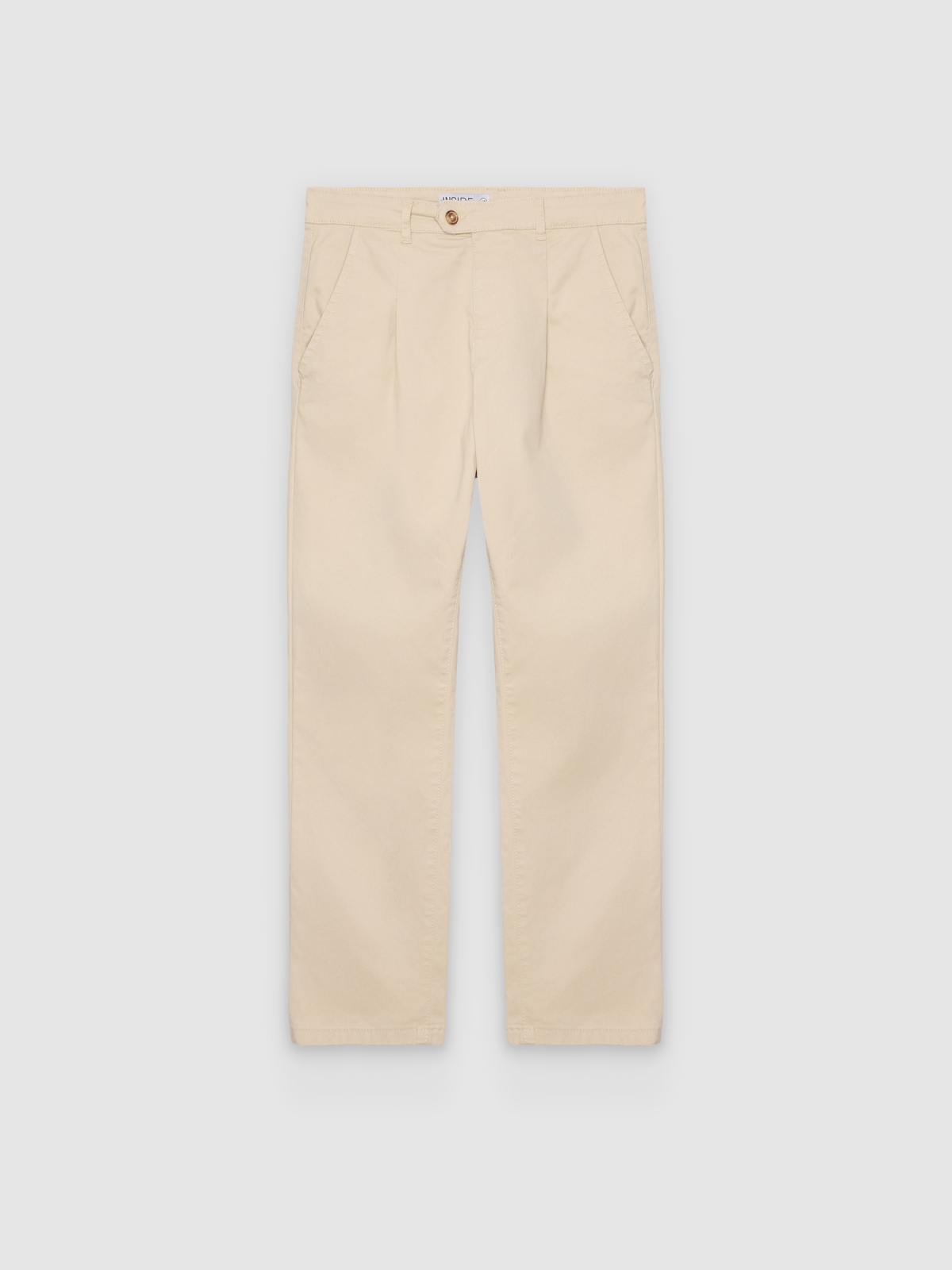 %Pto% Calça chino relaxed de cintura alta crua vista frontal