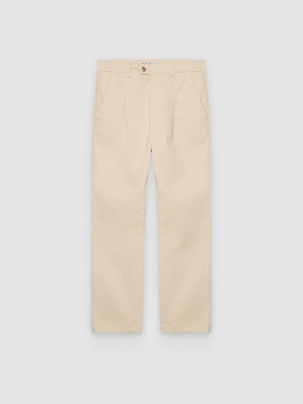  Pantalón chino relaxed tiro alto crudo vista frontal