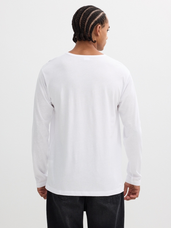 T-shirt básica de manga comprida branco vista meia traseira
