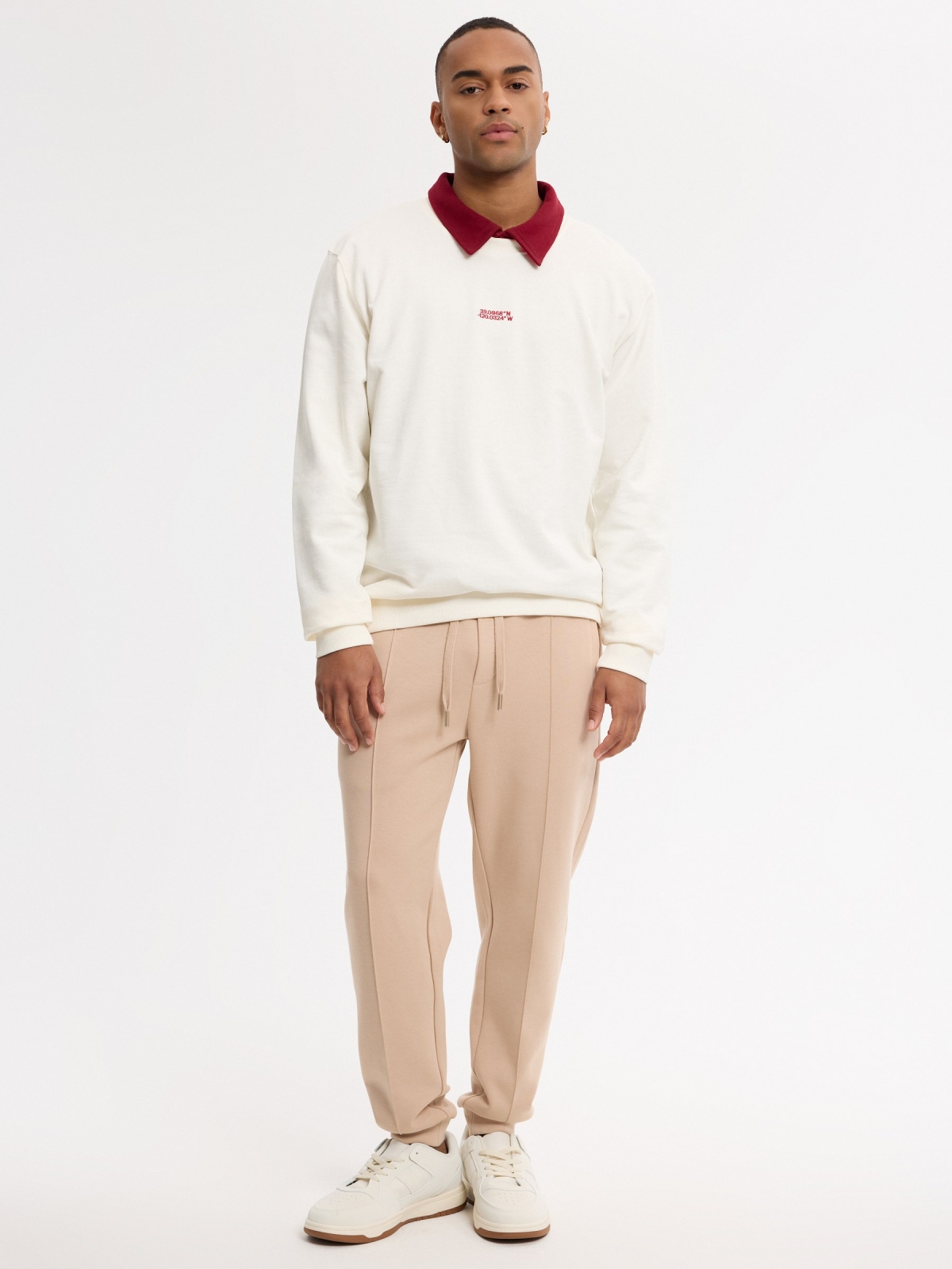 Moletom coordenadas oversized crua vista geral frontal