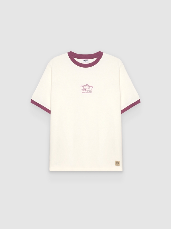  Embroidered country roads T-shirt raw front view