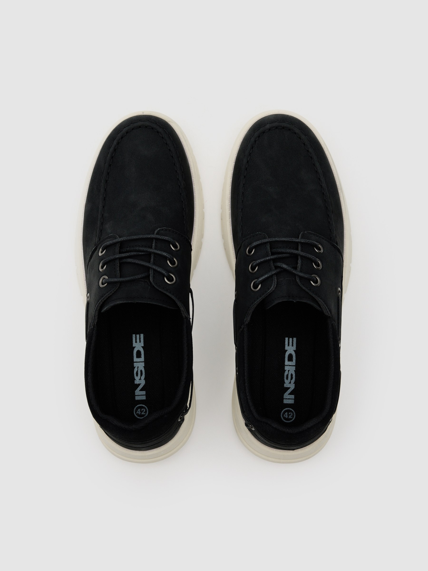 Boat shoe made of faux leather with rubber sole black