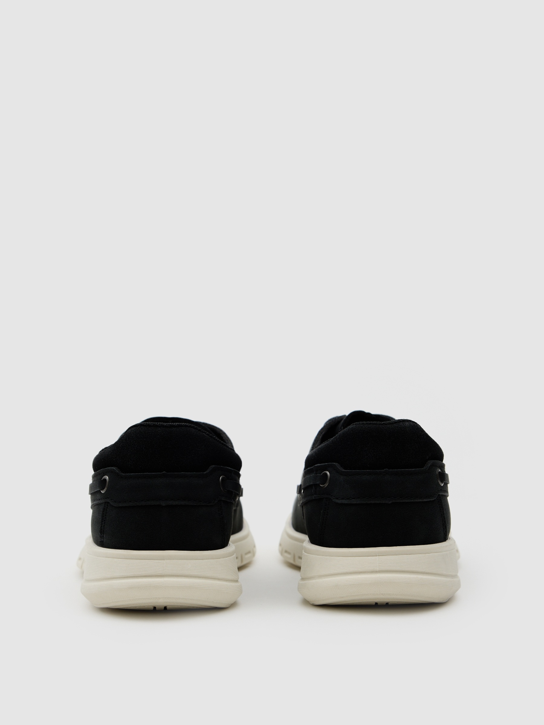 Boat shoe made of faux leather with rubber sole black