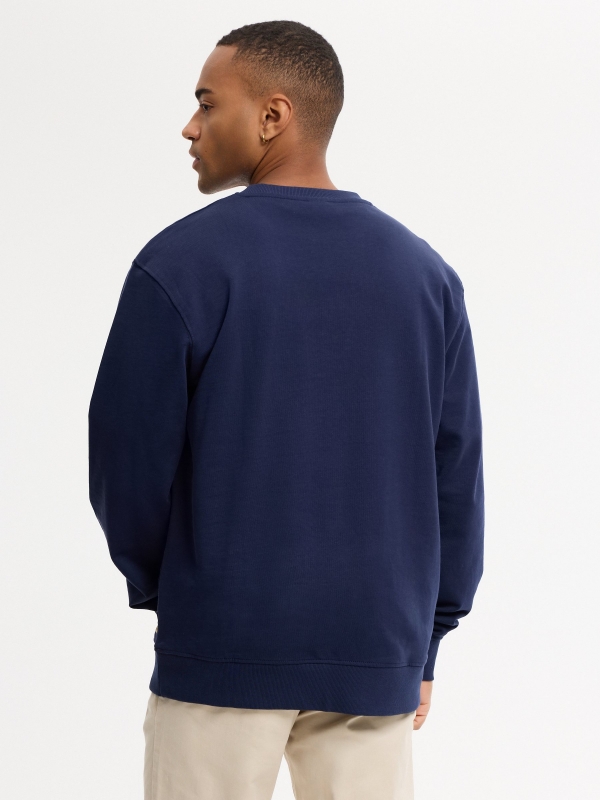 Nature crewneck sweatshirt navy middle back view