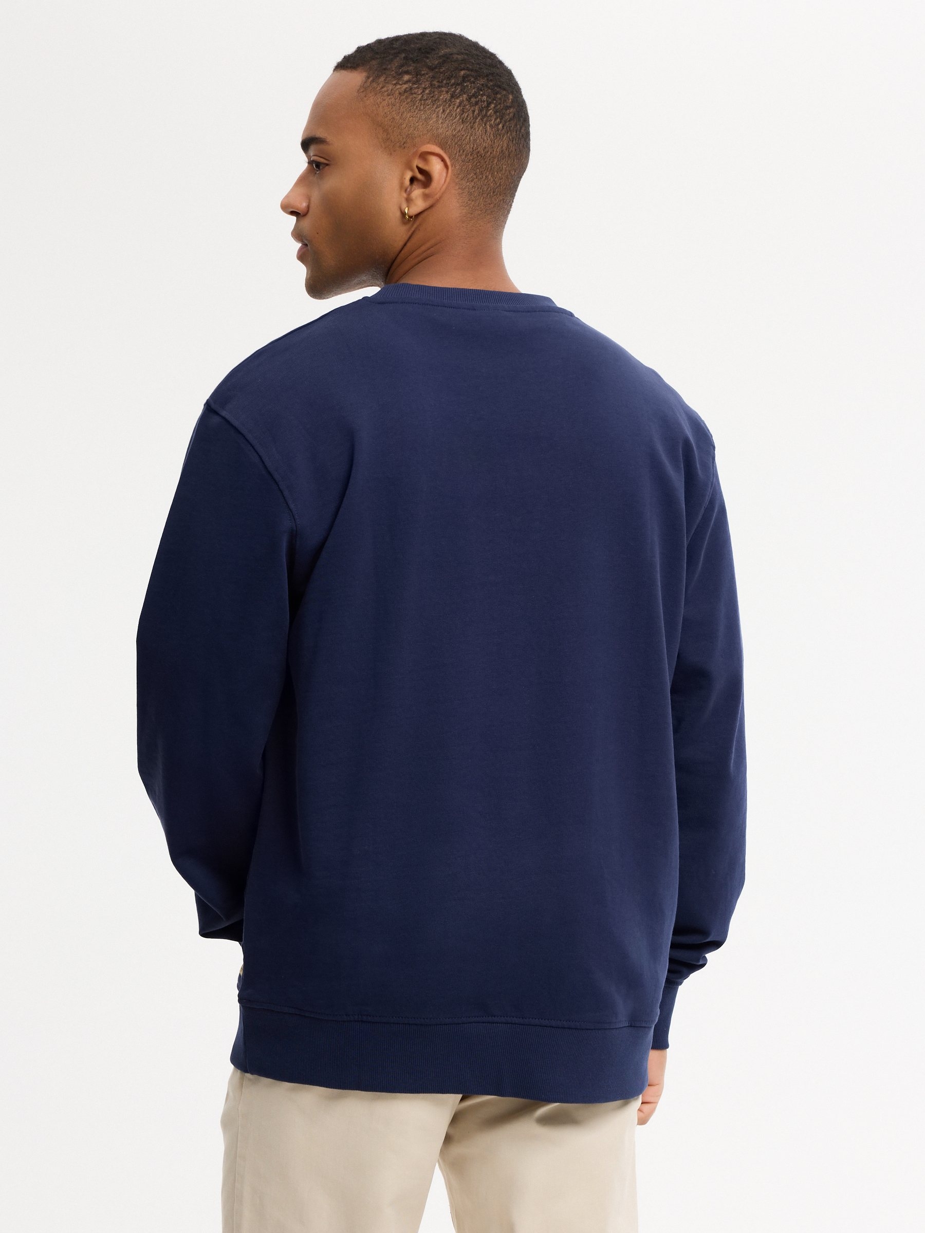Sudadera nature cuello redondo azul marino vista media frontal