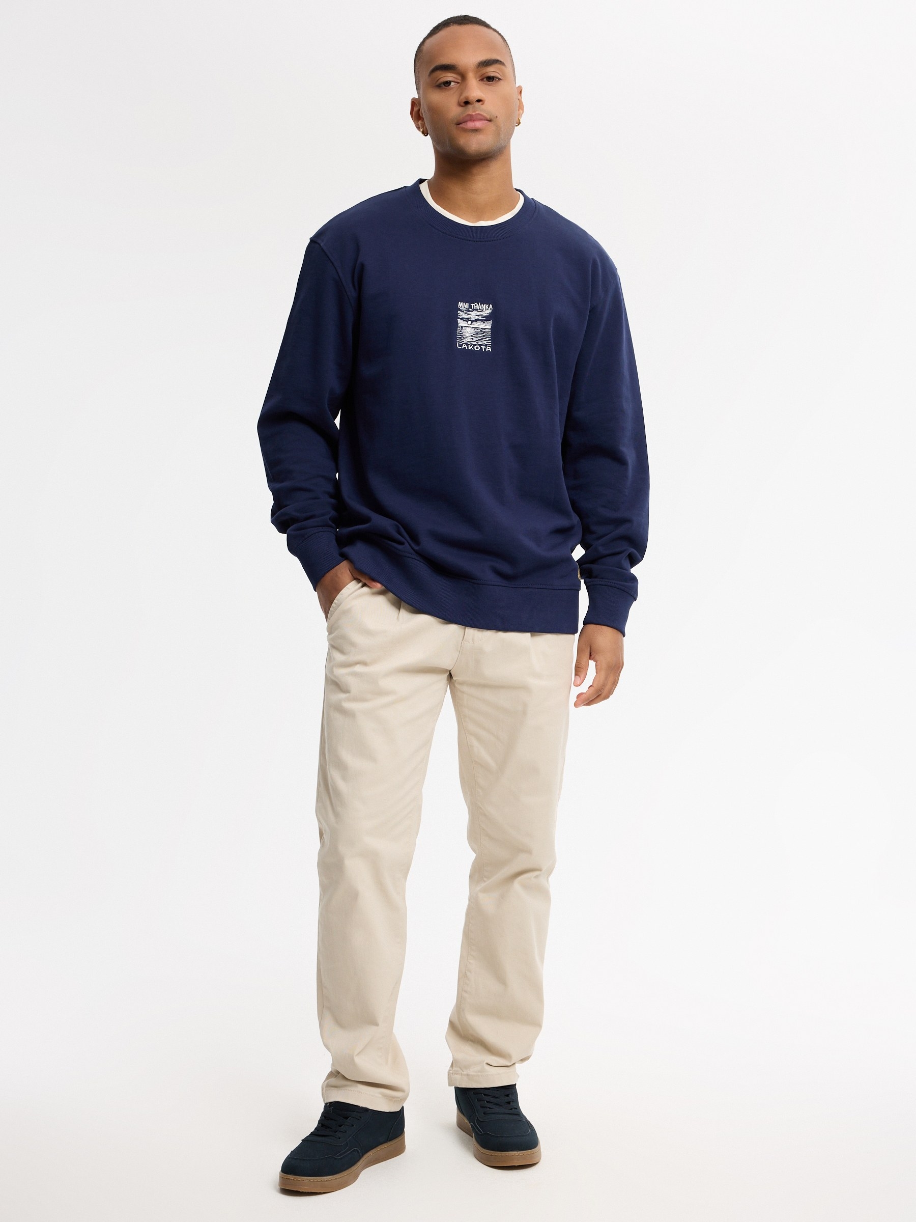 Sudadera nature cuello redondo azul marino vista media frontal