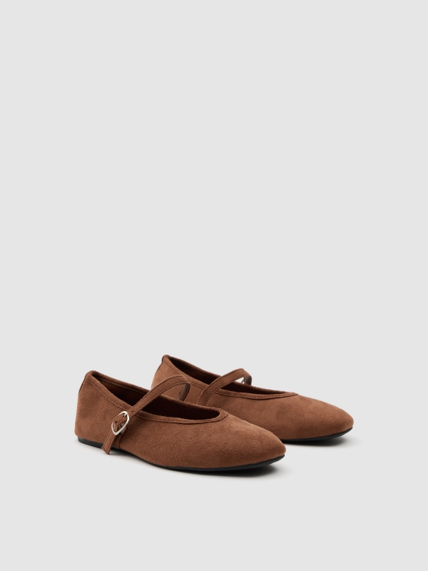 Sabrina básica microfibra marrom vista frontal 45º