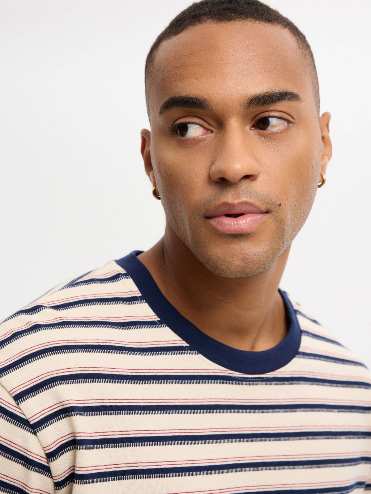 Striped jacquard T-shirt raw detail view