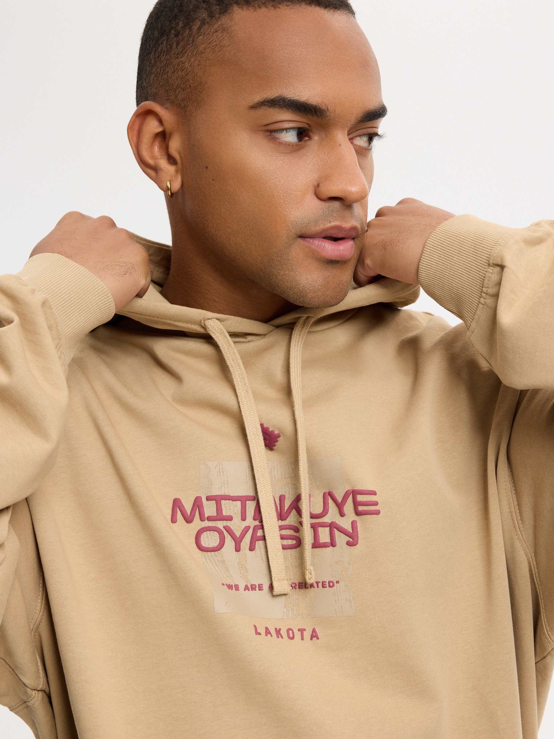 Moletom com capuz lakota bege vista meia frontal