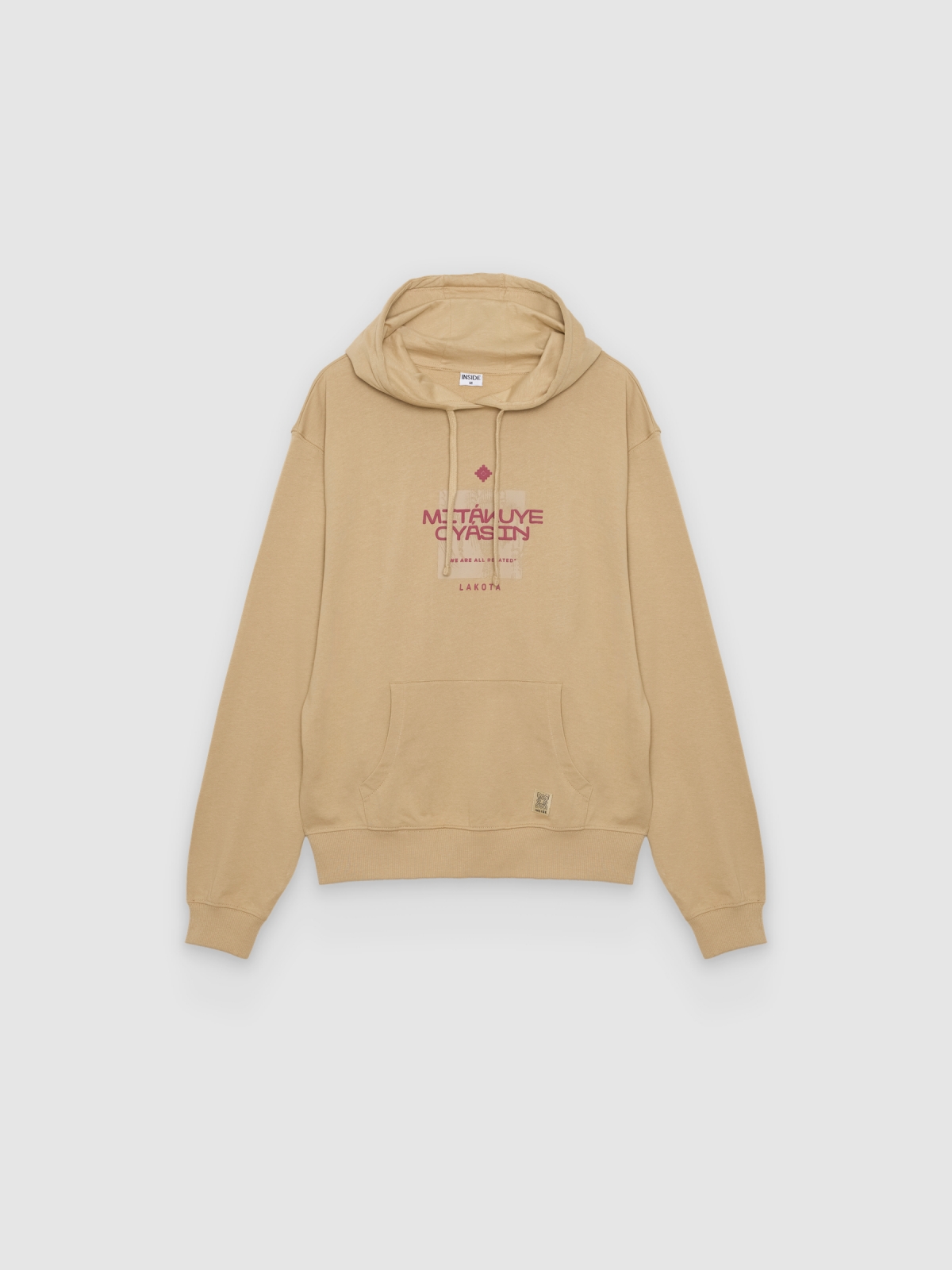 %Pto% Sudadera con capucha lakota beige vista frontal