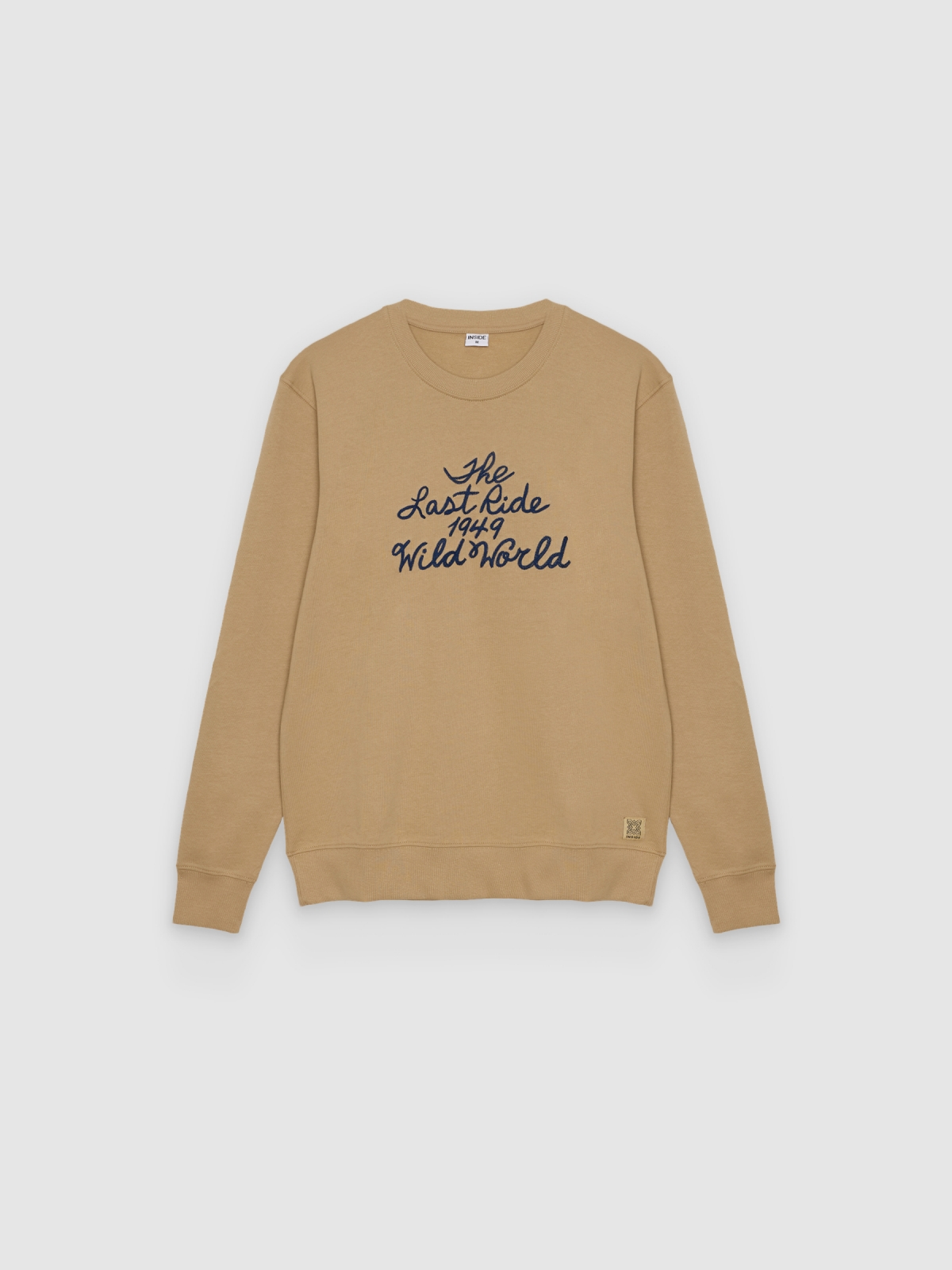 %Pto% Oversized sweatshirt with embroidered text beige front view