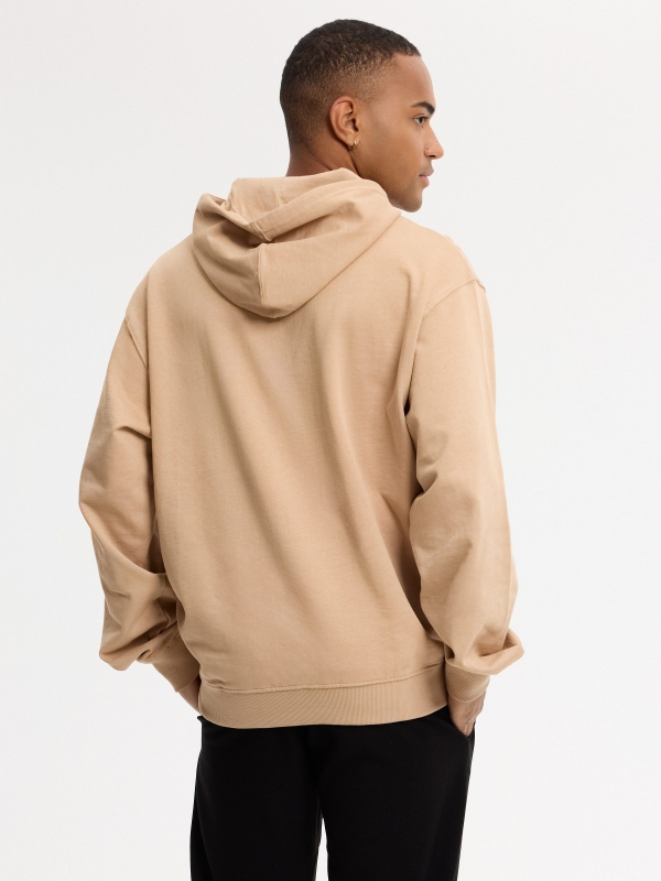 Oversized earth-tone hoodie beige middle back view