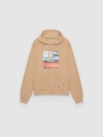 %Pto% Oversized earth-tone hoodie beige front view