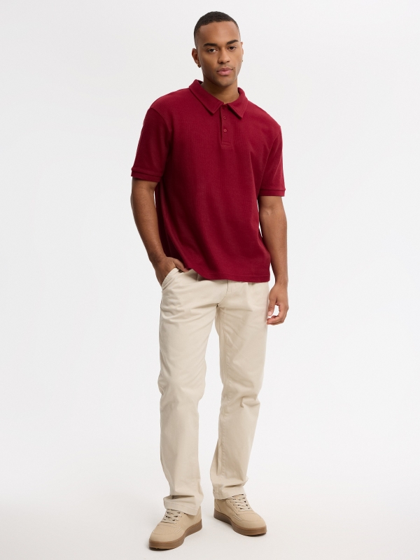 Relaxed high-rise chino pants raw front view