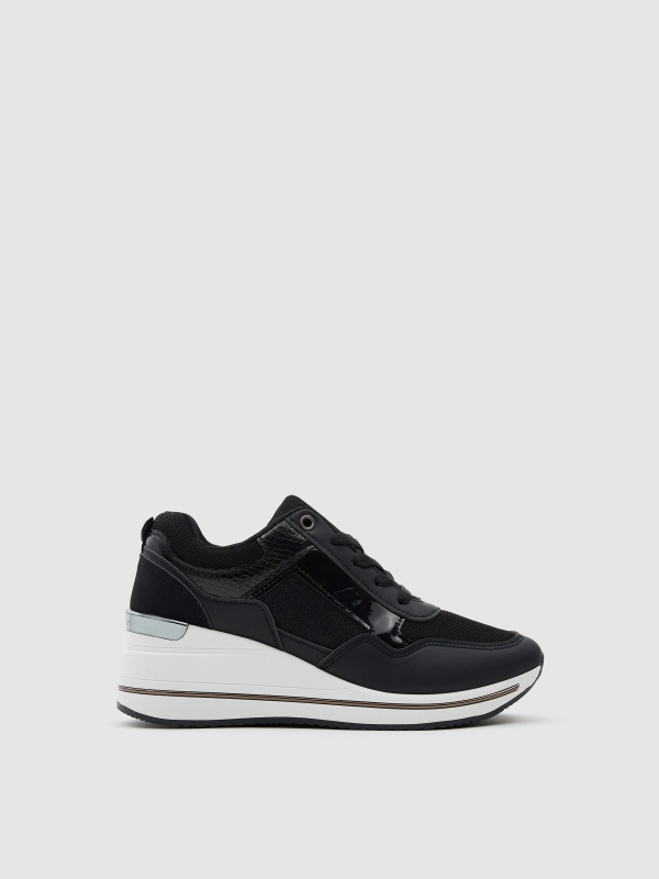 High wedge sneaker black