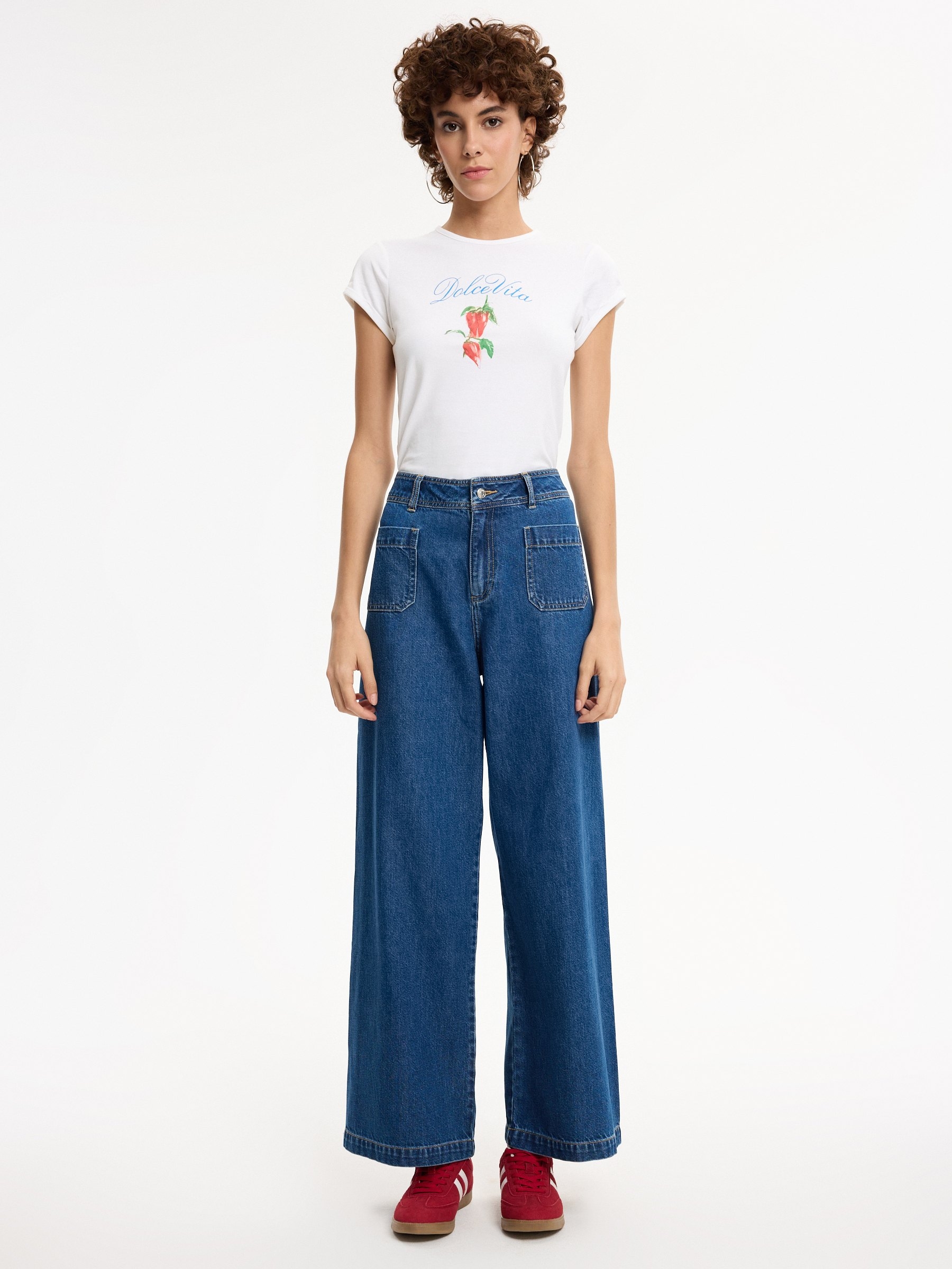 Camiseta slim dolce vita blanco vista media frontal