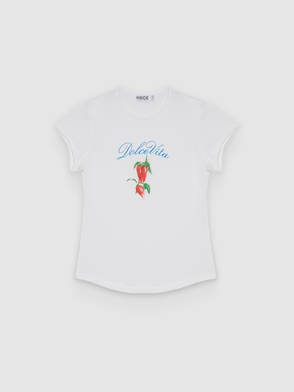  Camiseta slim dolce vita blanco vista frontal