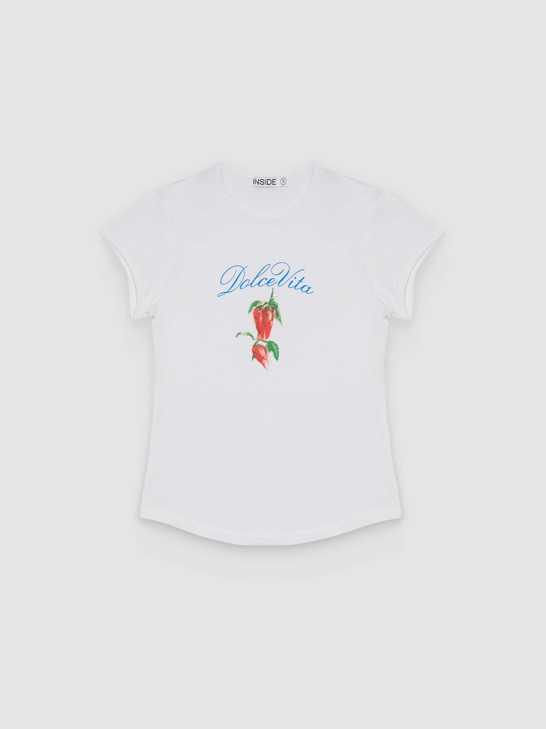 Camiseta slim dolce vita blanco vista media frontal