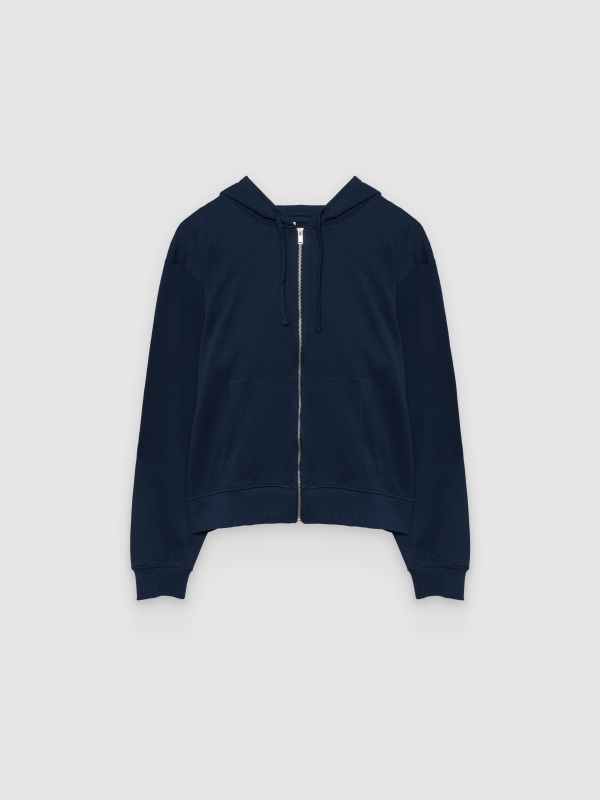  Oversized zip-up hoodie navy front view