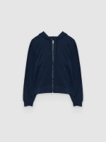 %Pto% Oversized zip-up hoodie navy front view