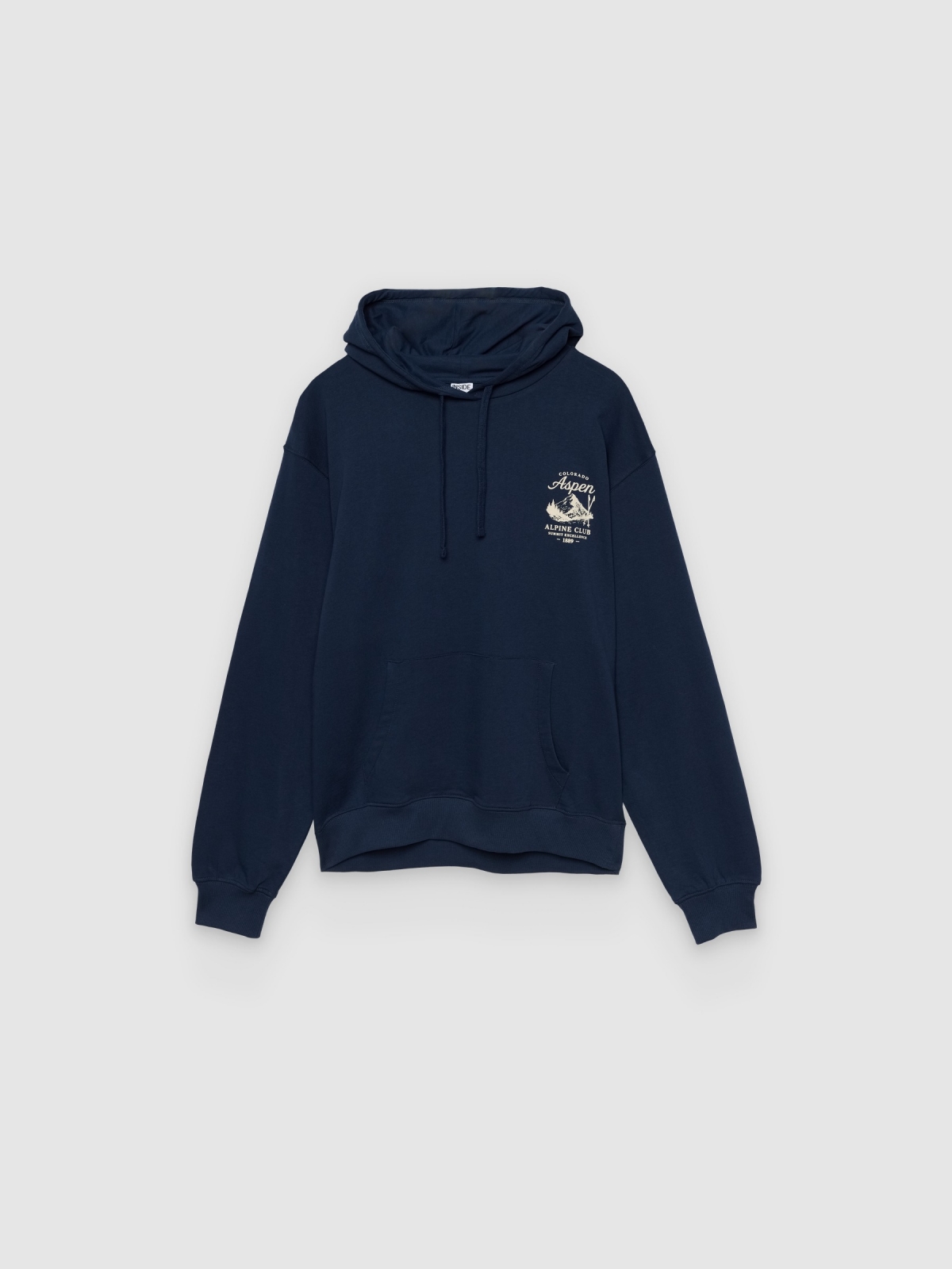 %Pto% Sudadera campus con capucha azul marino vista frontal