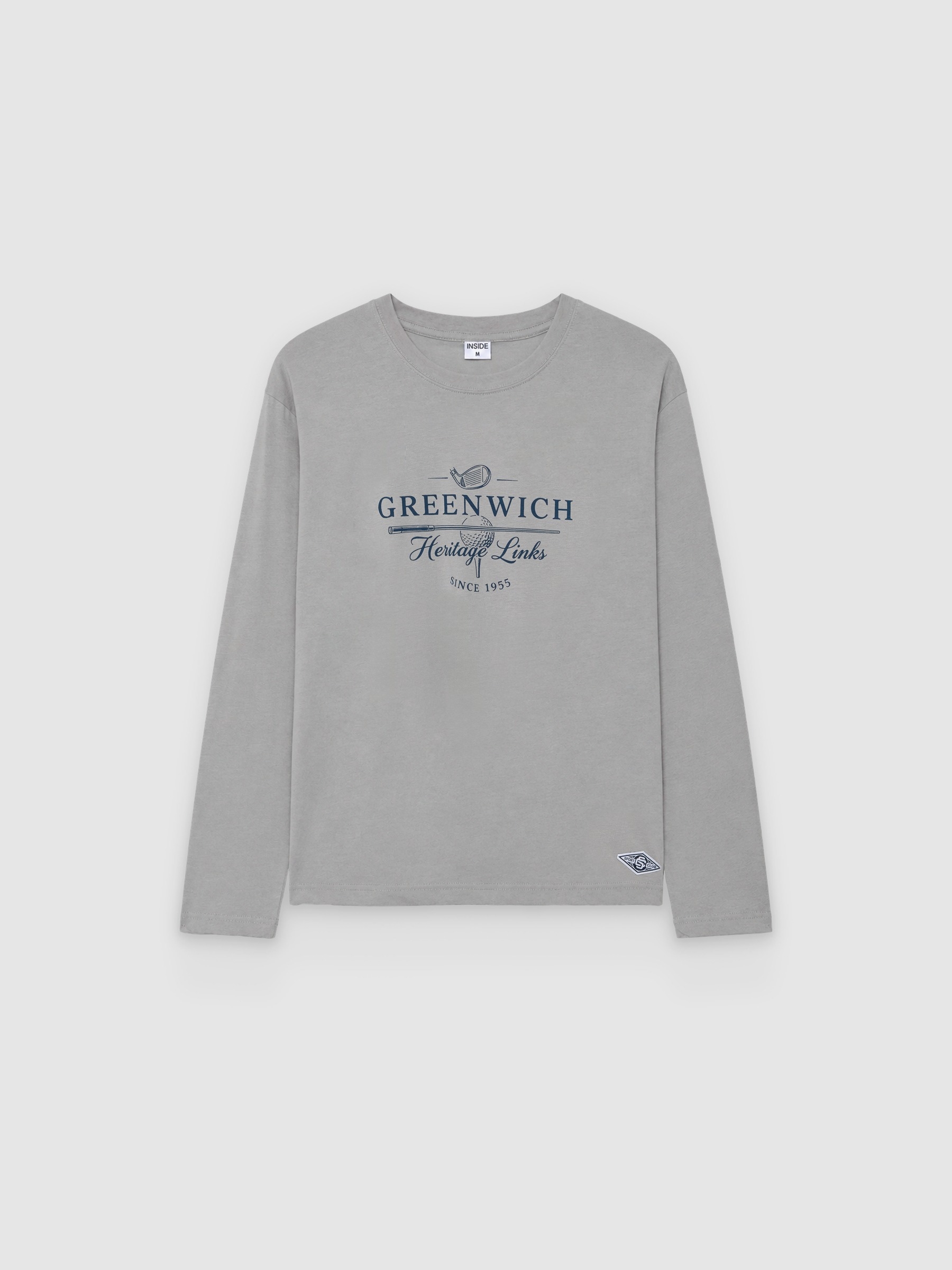 %Pto% Printed long-sleeve golf shirt medium grey front view