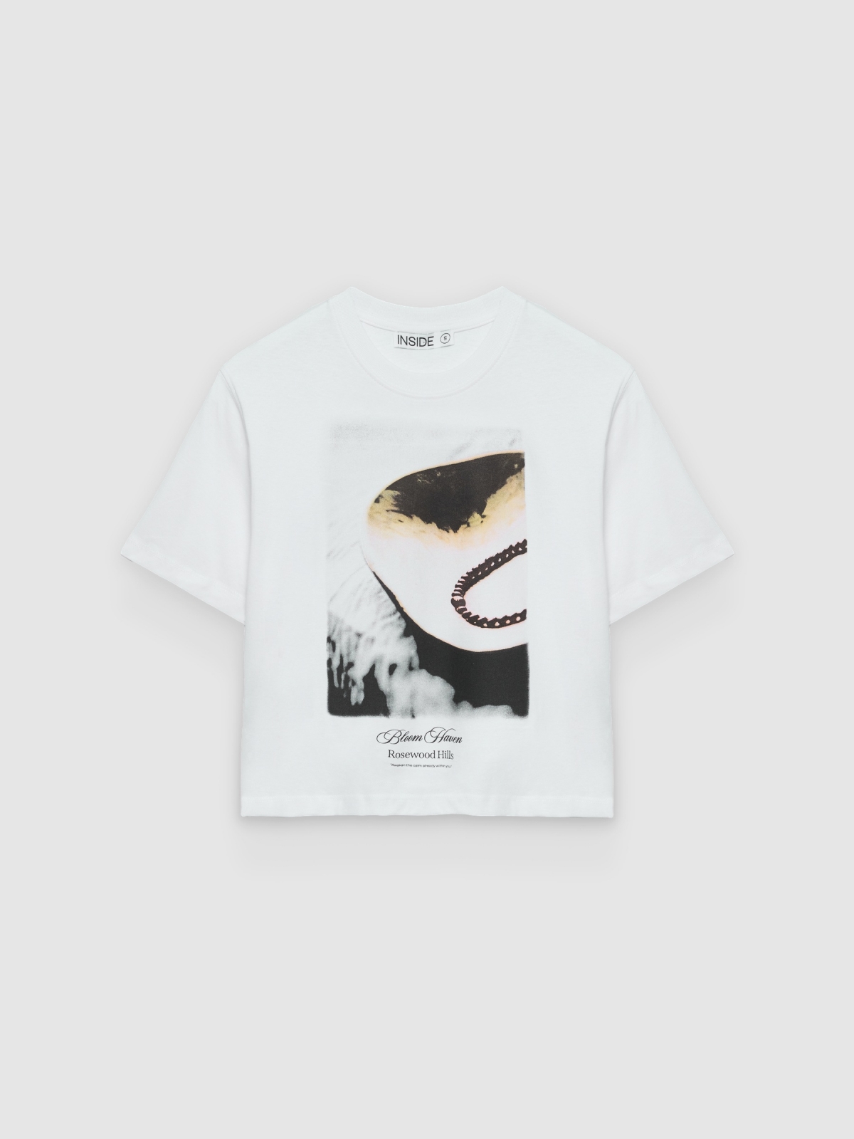 %Pto% Camiseta estampada gráfica algodão branco vista frontal