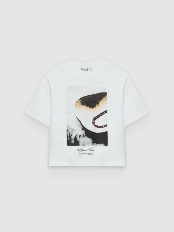  Graphic print cotton T-shirt white front view